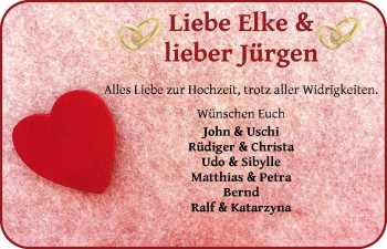 Glückwunschanzeige von Elke und Jürgen Dohrmann von WESER-KURIER