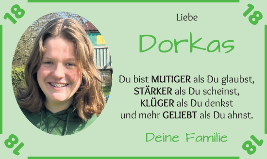 Glückwunschanzeige von Dorkas  von WESER-KURIER
