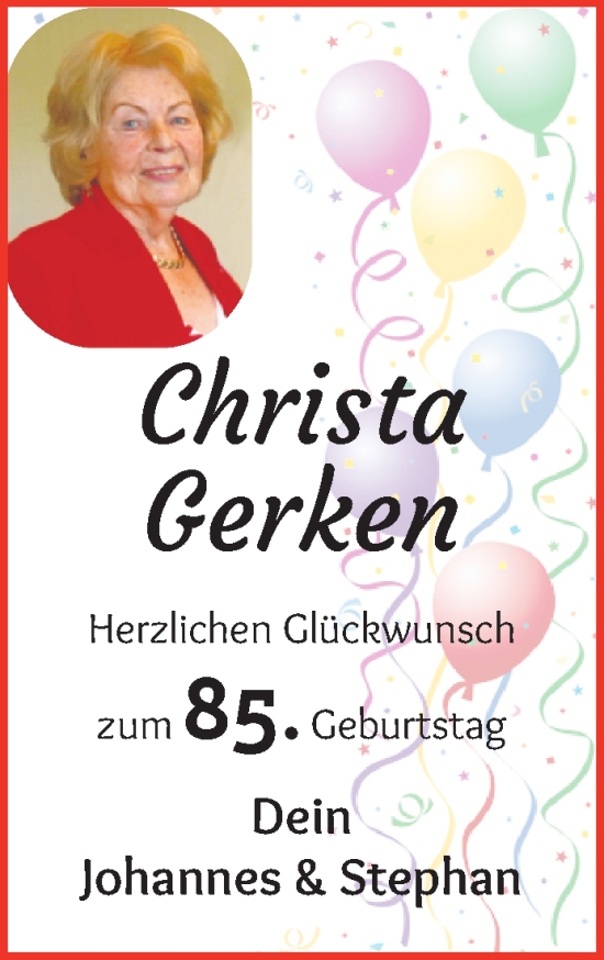 Glückwunschanzeige von Christa Gerken von WESER-KURIER