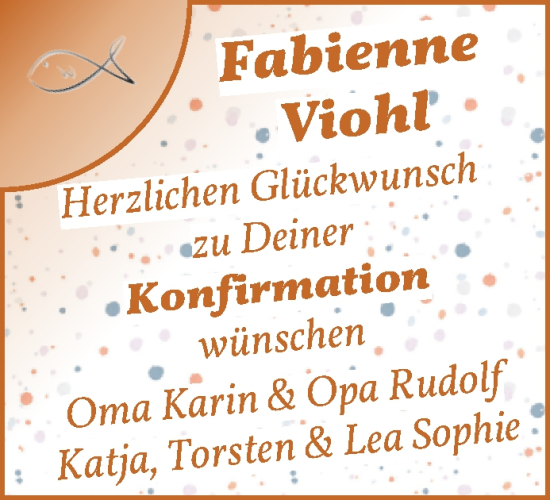 Glückwunschanzeige von Fabienne Viohl von WESER-KURIER
