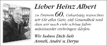 Glückwunschanzeige von Heinz Albert von WESER-KURIER