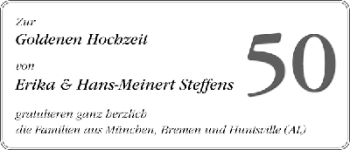 Glückwunschanzeige von Erika und Hans-Meinert Steffens von WESER-KURIER