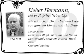 Glückwunschanzeige von Hermann  von WESER-KURIER