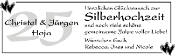 Glückwunschanzeige von Christel und Jürgen Hoja von WESER-KURIER