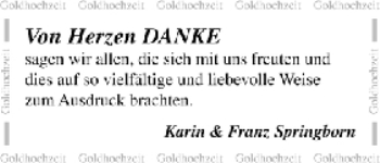 Glückwunschanzeige von Karin und Franz Springborn von WESER-KURIER