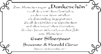 Glückwunschanzeige von Susanne und Harald Giese von WESER-KURIER