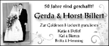 Glückwunschanzeige von Gerda und Horst Billert von WESER-KURIER