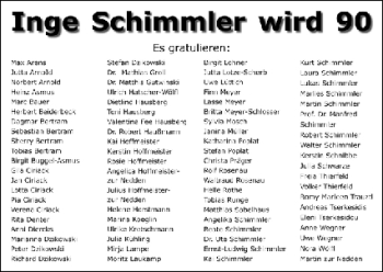 Glückwunschanzeige von Inge Schimmler von WESER-KURIER
