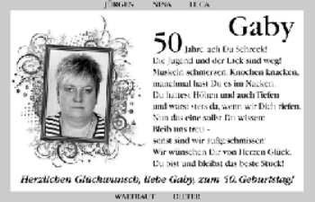Glückwunschanzeige von Gaby  von WESER-KURIER
