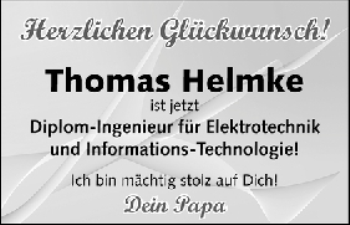 Glückwunschanzeige von Thomas Helmke von WESER-KURIER