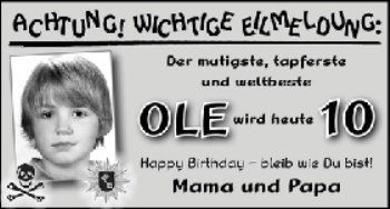 Glückwunschanzeige von Ole  von WESER-KURIER