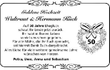Glückwunschanzeige von Waltraud und Hermann Kück von WESER-KURIER