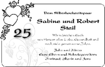 Glückwunschanzeige von Sabine und Robert Steil von WESER-KURIER