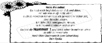 Glückwunschanzeige von Mausebär  von WESER-KURIER