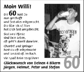 Glückwunschanzeige von Willi  von WESER-KURIER