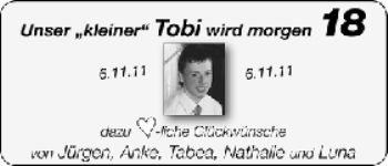 Glückwunschanzeige von Tobi  von WESER-KURIER