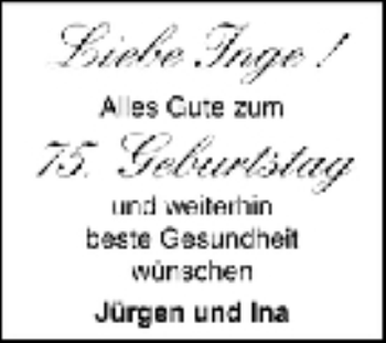 Glückwunschanzeige von Inge  von WESER-KURIER