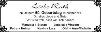 Glückwunschanzeige von Ruth  von WESER-KURIER