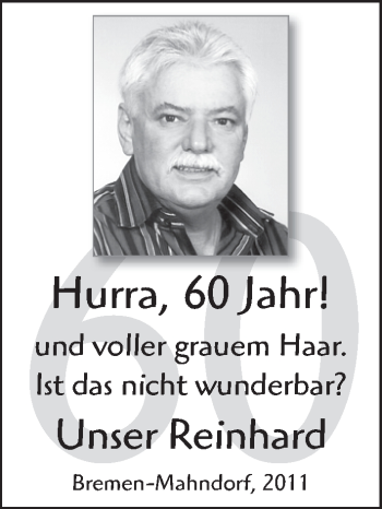 Glückwunschanzeige von Reinhard Marquardt von WESER-KURIER