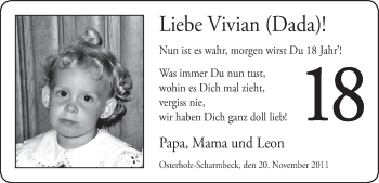 Glückwunschanzeige von Vivian  von WESER-KURIER