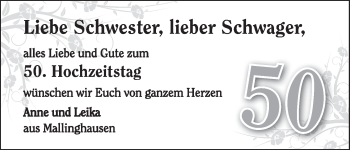 Glückwunschanzeige von Schwester  von WESER-KURIER