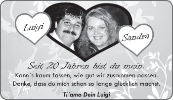 Glückwunschanzeige von Luigi und Sandra  von WESER-KURIER