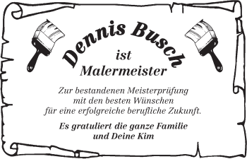 Glückwunschanzeige von Dennis Müller von WESER-KURIER