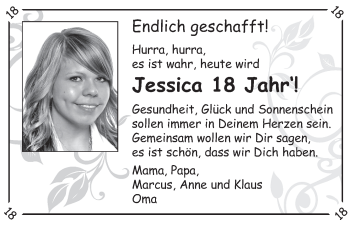 Glückwunschanzeige von Jessica  von WESER-KURIER