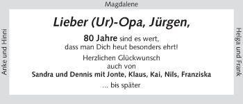 Glückwunschanzeige von Jürgen Bellmann von WESER-KURIER