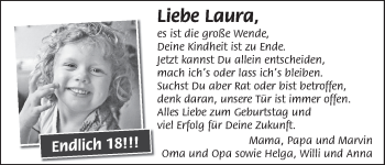 Glückwunschanzeige von Laura  von WESER-KURIER