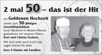 Glückwunschanzeige von Kurt und Christa Teubert von WESER-KURIER