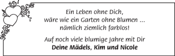 Glückwunschanzeige von Ein Leben ohne Dich  von WESER-KURIER