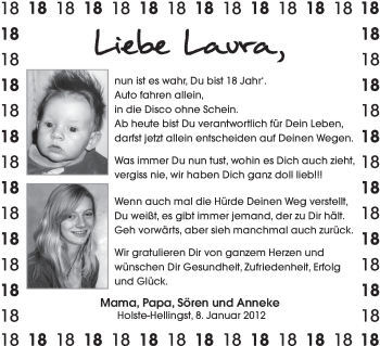 Glückwunschanzeige von Laura  von WESER-KURIER