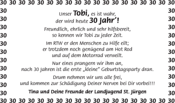 Glückwunschanzeige von Tobi  von WESER-KURIER