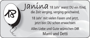Glückwunschanzeige von Janina  von WESER-KURIER