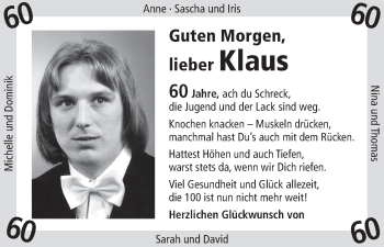 Glückwunschanzeige von Klaus  von WESER-KURIER