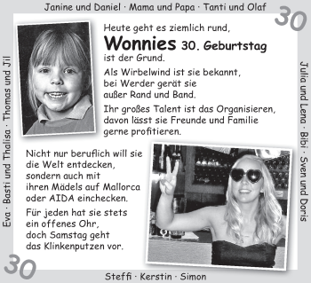 Glückwunschanzeige von Wonnies  von WESER-KURIER