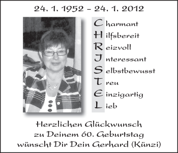 Glückwunschanzeige von Christel  von WESER-KURIER