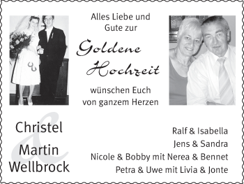 Glückwunschanzeige von Goldene Hochzeit  von WESER-KURIER