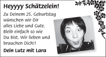 Glückwunschanzeige von Heyyyy Schätzelein  von WESER-KURIER