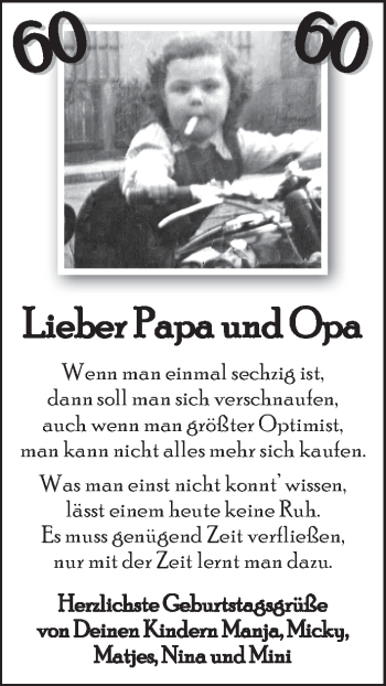 Glückwunschanzeige von Papa und Opa  von WESER-KURIER