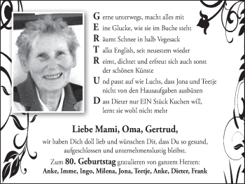 Glückwunschanzeige von Gertrud  von WESER-KURIER