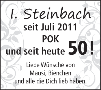 Glückwunschanzeige von I. Steinbach  von WESER-KURIER