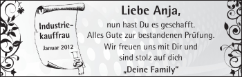 Glückwunschanzeige von Anja  von WESER-KURIER