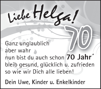 Glückwunschanzeige von Helga  von WESER-KURIER