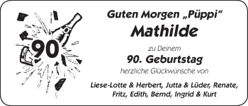 Glückwunschanzeige von Mathilde  von WESER-KURIER
