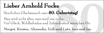 Glückwunschanzeige von Arnhold Focke von WESER-KURIER