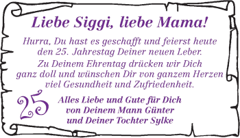 Glückwunschanzeige von Siggi  von WESER-KURIER