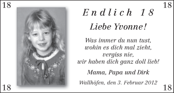 Glückwunschanzeige von Yvonne  von WESER-KURIER