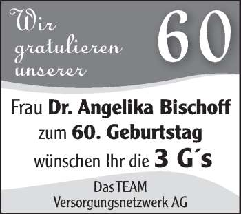 Glückwunschanzeige von Angelika Bischoff von WESER-KURIER